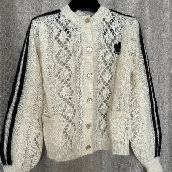 NWT Gucci X Adidas Ivory Mohair Knit Button Front Cardigan XS - Picture 1 of 16